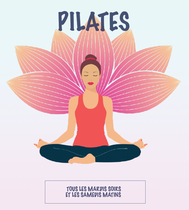 Affiche des cours de Pilates à Sassenage : tous les mardis soirs et les samedis matins